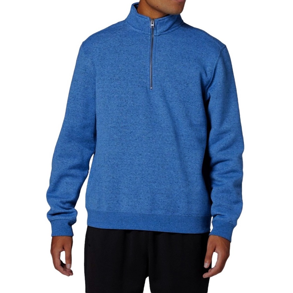 DSG Mens Small Sweatshirt 1/4 Zip Empire Blue Heather Fleece Cotton Blend $40